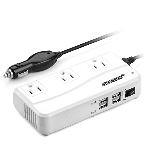 BESTEK 200W Power Inverter DC 12V to 110V AC Inverter with 4.2A 4-Port USB Car Adapter [ETL Listed]
