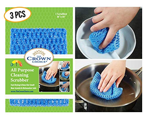 Book Cover NO ODOR Dish Cloth for All Purpose Dish Washing (3PK) | No Mildew Smell from Sponges, Scrubbers, Wash Cloths, Rags, Brush | Outlast ANY Kitchen Scrubbing Sponge or Cotton Dishcloth