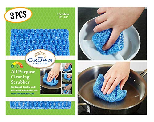 NO ODOR Dish Cloth for All Purpose Dish Washing (3PK) | No Mildew Smell from Sponges, Scrubbers, Wash Cloths, Rags, Brush | Outlast ANY Kitchen Scrubbing Sponge or Cotton Dishcloth