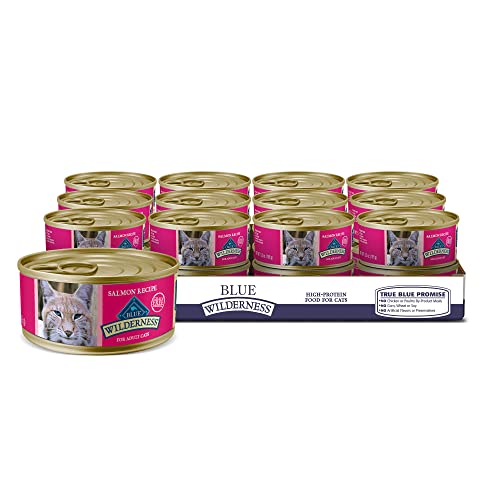 Blue Buffalo Wilderness High Protein Grain Free, Natural Adult Pate Wet Cat Food, Salmon 5.5-oz cans (Pack of 24)