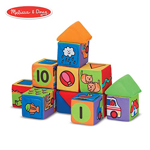 Melissa & Doug Match & Build Soft Blocks (Developmental Toys, Multiple Activities, Lightweightpiece, Develops Multiple Skills, 14Piece)