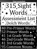 First 315 Sight Words - Assessment List (Dolch Words) Learn to Read & Spell (Childrens Learn To Read (Kids Learning To Read))