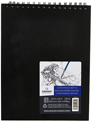 Canson Artist Series Comic and Manga Sketchbook, Wirebound Pad, 8.5x10 inches, 80 Sheets (65lb/96g) - Artist Paper for Adults and Students - Graphite, Charcoal, Pencil, Colored Pencil