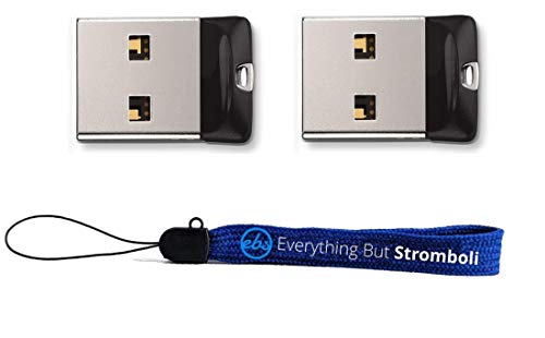 SanDisk Cruzer Fit 32 GB x2 = 64GB USB Flash Drive SDCZ33-032G-B35-2PK w/ Everything But Stromboli (TM) Lanyard