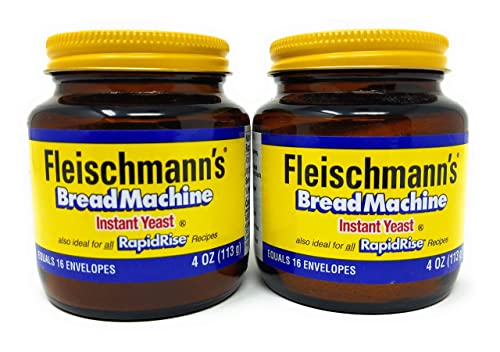 Book Cover Fleischmann's Bread Machine Yeast, Also Ideal for All Rapid Rise Recipes, Equals 16 Envelopes, 4 oz Jar (Pack of 2)