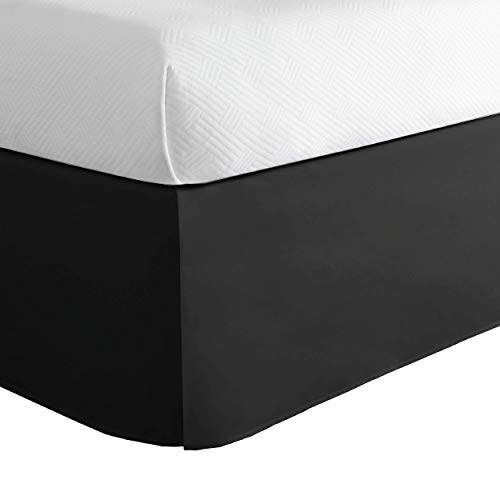 Book Cover Lux Hotel Microfiber Tailored Bed Skirt with Classic 14 Inch Drop Length Pleated Styling, Full, Black