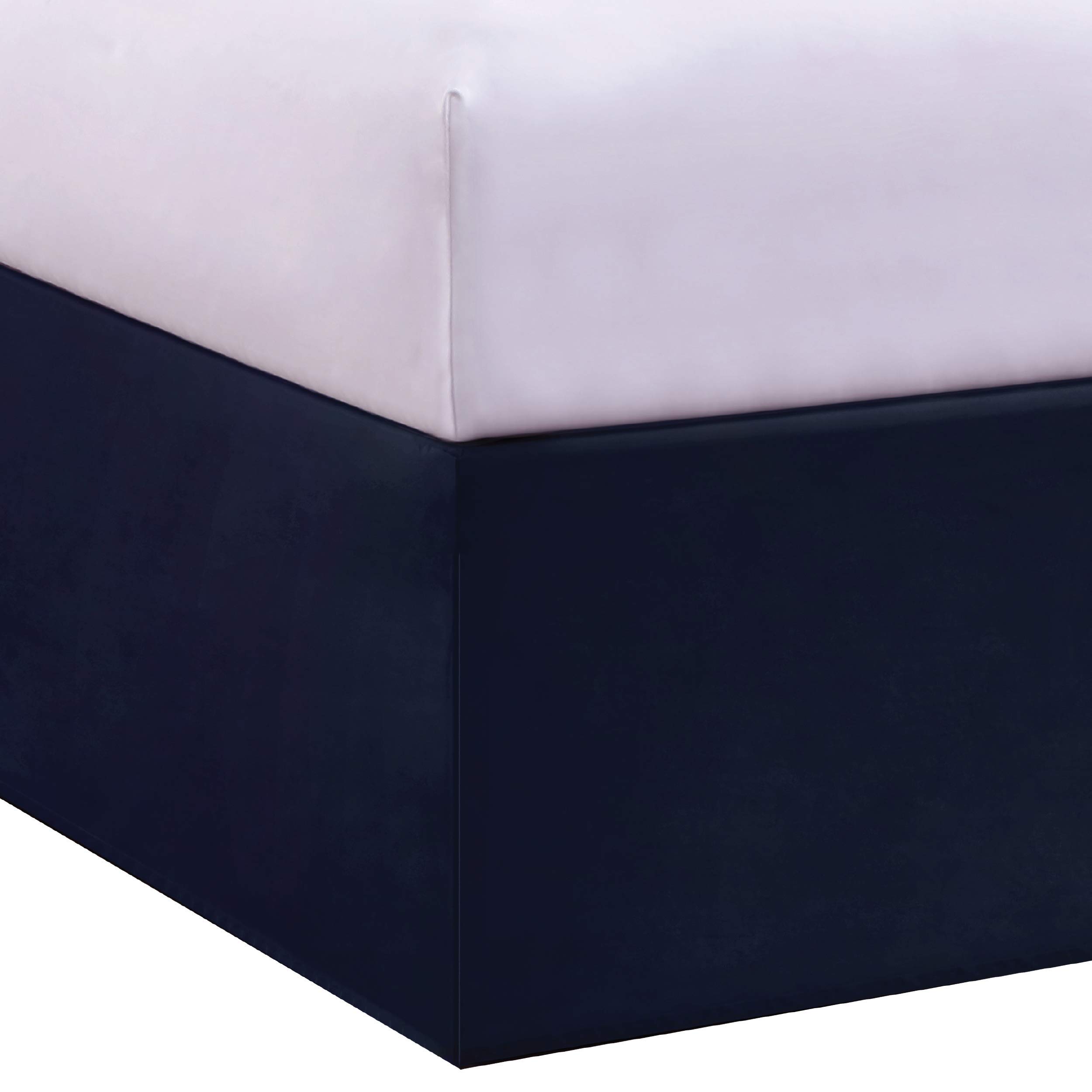 Lux Hotel Microfiber Tailored Style Bed Skirt with Classic 14 Inch Drop Length, Queen, Navy Navy Queen