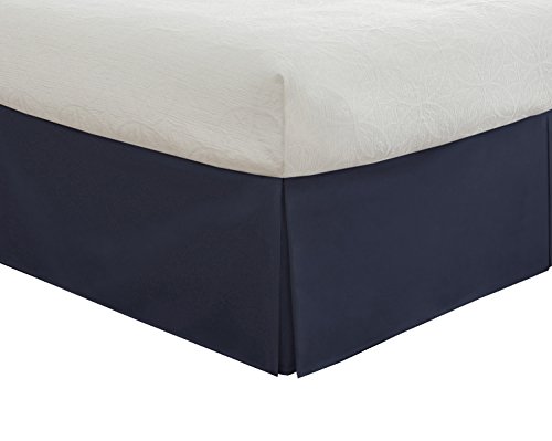 Lux Hotel Bedding Tailored Bed Skirt, Classic 14" Drop Length, Pleated Styling, Cali King, Navy