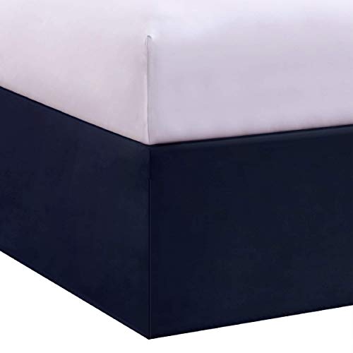 Levinsohn Bed Maker's Tailored Wrap-Around Bedskirt Never Lift Your Mattress Classic 14â€ Drop Length Pleated Styling, California King, Navy