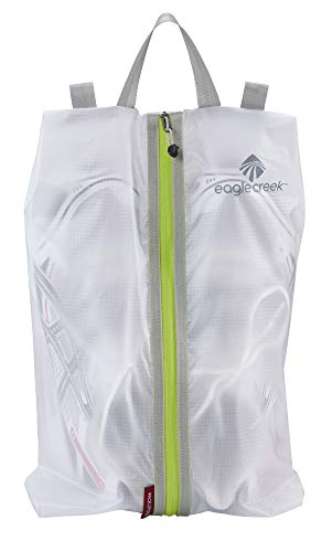 Eagle Creek Pack-It Reveal Shoe Sack - Shoe Bags for Travel with Durable, Breathable Easy-View Mesh Top, Quick-Grab Handle, & Out-of-Bag Attachment, White/Strobe - One Size