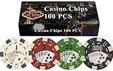 DA VINCI 100 11.5 Gram Poker Chips in Las Vegas Gift Box (Straight Flush)