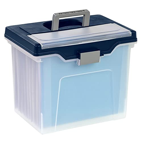 Book Cover Office Depot Large Mobile File Box, Letter Size, 11 5/8in.H x 13 3/6in.W x 10in.D, Clear/Blue, 110988