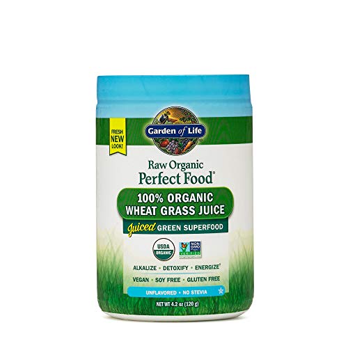 Garden of Life Raw Organic Perfect Food 100% Organic USA Wheat Grass Juice - Juiced Green Superfood Greens Powder, 30 Servings - Certified Organic, Vegan, Gluten Free Whole Food Dietary Supplement