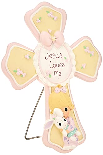 Book Cover Precious Moments, Jesus Loves Me, Girl Resin Cross With Stand, 132402