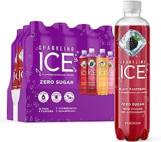 Sparkling Ice Purple Variety Pack, Flavored Sparkling Water, Zero Sugar, with Vitamins and Antioxidants, 17 fl oz, 12 count (Black Raspberry, Cherry Limeade, Orange Mango, Kiwi Strawberry)