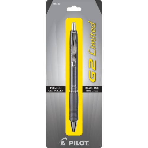 Pilot G2 Limited Retractable Gel Ink Roller Ball Pen Fine Point Black Ink Gray Barrel (31536)