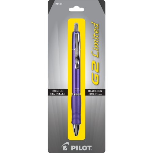 Pilot G2 Limited Retractable Gel Ink Roller Ball Pen Fine Point Black Ink Purple Barrel (31538)