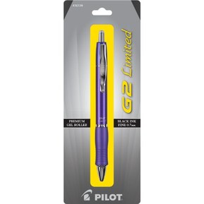Pilot G2 Limited Retractable Gel Ink Roller Ball Pen Fine Point Black Ink Purple Barrel (31538)