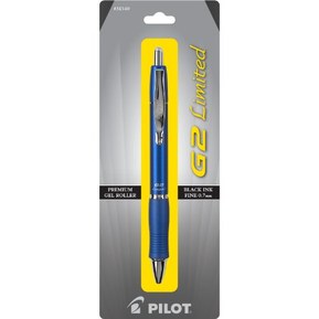 Pilot G2 Limited Retractable Gel Ink Roller Ball Pen Fine Point Black Ink Blue Barrel (31540)