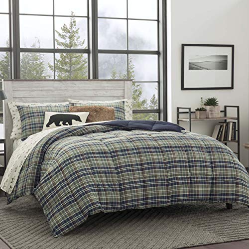 Book Cover Eddie Bauer Home | Rugged Collection | Bedding Set-Soft and Cozy, Reversible Plaid Down Alt Comforter, Full, Navy