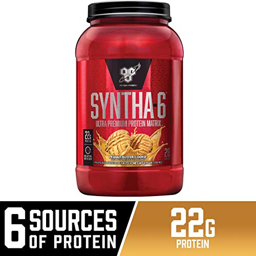 BSN SYNTHA-6 Whey Protein Powder, Micellar Casein, Milk Protein Isolate Powder, Peanut Butter Cookie, 28 Servings (Package May Vary)