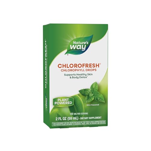 Nature's Way Chlorofresh Chlorophyll Drops, Supports Detox Pathways*, Liquid Chlorophyllin Copper Complex, Supports Healthy Skin*, Internal Deodorant*, Mint Flavored, 2 Fl Oz (Packaging May Vary)