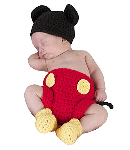 Jastore® Photography Prop Baby Costume Cute Crochet Knitted Hat Cap Girl Boy Diaper Shoes Mouse