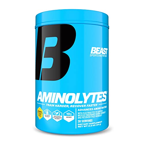 Beast Sports Nutrition Aminolytes, Pineapple - 14.6 oz - EAAs, BCAAs & Electrolytes - Train Harder & Recover Faster - Increases Muscle Endurance, Growth, Recovery & Repair - 30 Servings