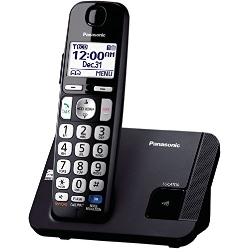 Panasonic Amplified Cordless Phone KX-TGE210B DECT 6.0 with Enhanced Noise Reduction - 1 Handset (Black/Silver)