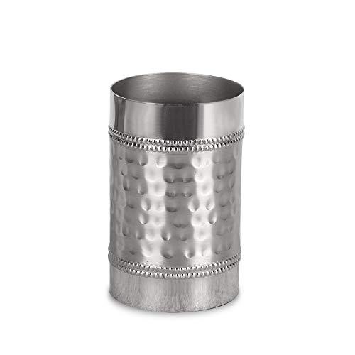 nu steel Hudson Bathroom Tumbler & Makeup Brush Organizer in Premium Polished Stainless Steel for Bathrooms & Vanity Spaces