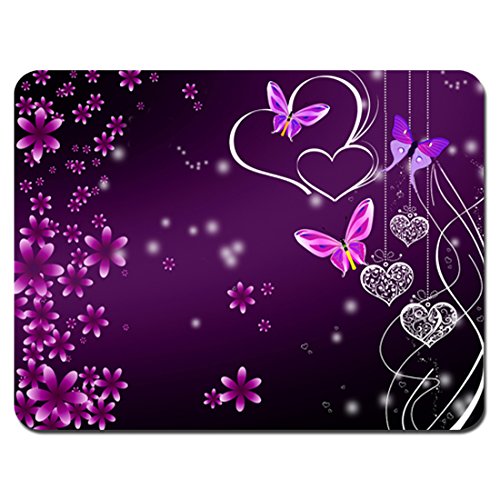 Meffort Inc Standard 9.5 x 7.9 Inch Mouse Pad - Pink Purple Butterfly Design
