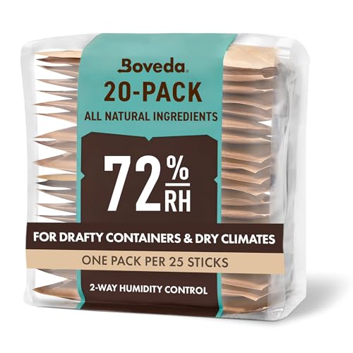 Boveda for Cigars/Tobacco | 72% RH 2-Way Humidity Control | Size 60 for Use with Every 25 Cigars a Humidor Can Hold | Patented Technology for Cigar Humidors | 20-Count Reclosable Bag