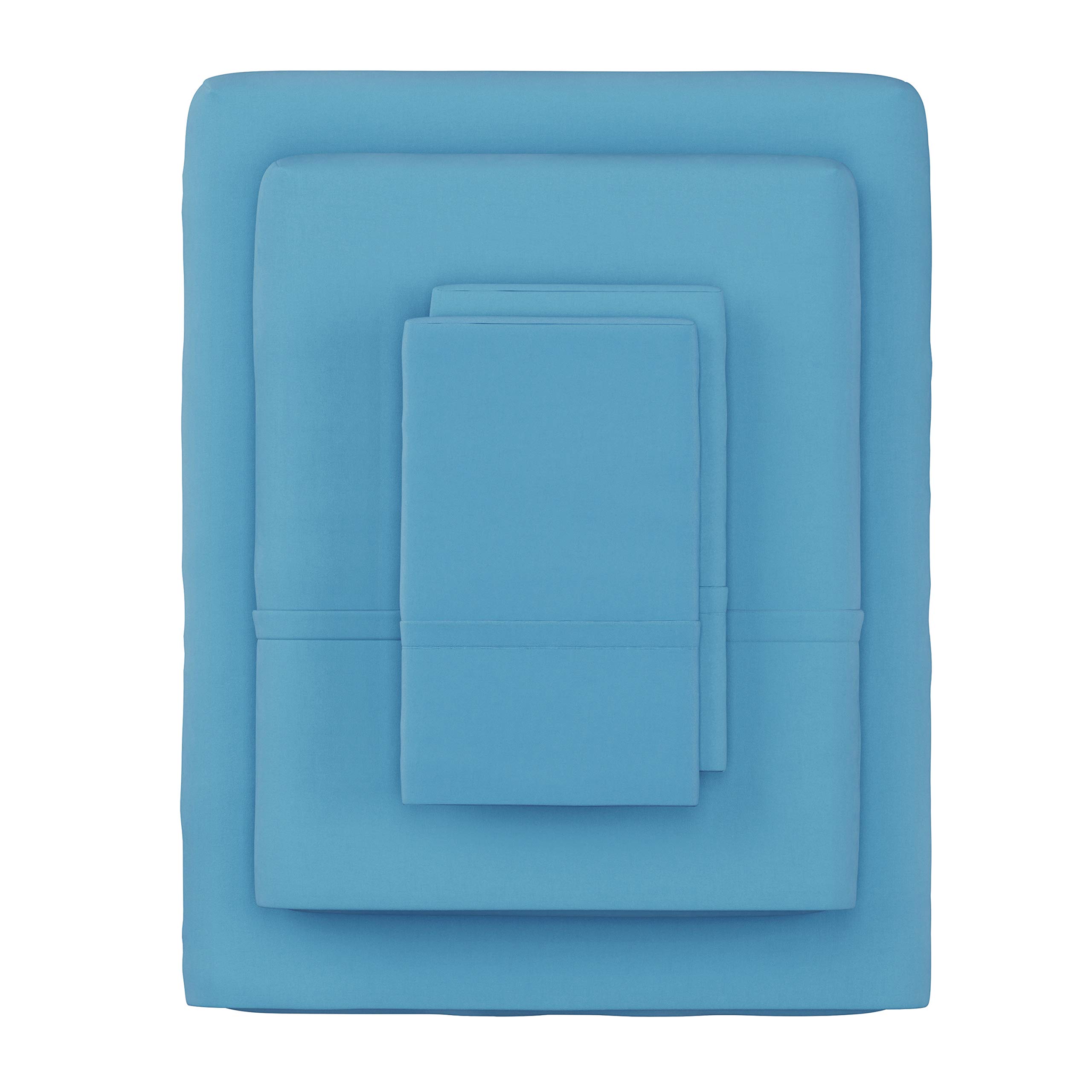 Lavish Home, Blue Brushed Microfiber Set-3 Piece Bed Linens-Fitted & Flat Sheets, Plus A Pillowcase-Wrinkle, Stain & Fade Survival Twin