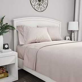 Lavish Home Brushed Microfiber Set-3 Piece Bed Linens-Fitted & Flat Sheets, Plus A Pillowcase-Wrinkle, Stain & Fade Resistant (Twin, Beige), Bone|Browns
