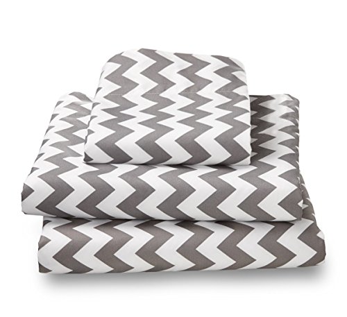 Book Cover Where the Polka Dots Roam XL Twin Size Bed Sheets Gray Chevron Print 3 Piece Set â”‚ Unisex, Flexible Microfiber, Durable, Wrinkle-Resistant Bedding â”‚ Boys, Girls, Baby, Kids, Toddler