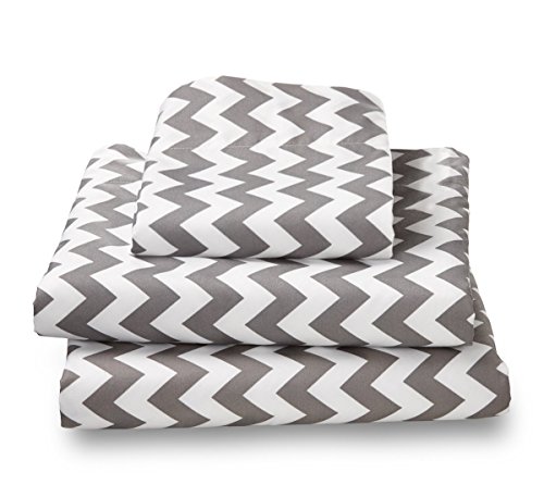 Where the Polka Dots Roam XL Twin Size Bed Sheets Gray Chevron Print 3 Piece Set â”‚ Unisex, Flexible Microfiber, Durable, Wrinkle-Resistant Bedding â”‚ Boys, Girls, Baby, Kids, Toddler