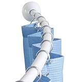 iDesign Metal Wall-Mounted Curved Shower Curtain Rod, Expandable Pole for Master, Kids', Guest Bathroom, Window, Adjustable from 41"-72", White