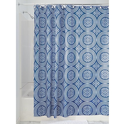 Book Cover iDesign Medallion Fabric Shower Curtain, Water-Repellent Bath Liner for Kids', Guest, College Dorm, Master Bathroom, 72