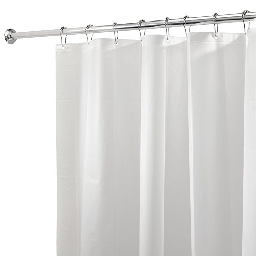 Book Cover iDesign PEVA Plastic Shower Curtain Liner, Mold and Mildew Resistant Plastic Shower Curtain for use Alone or With Fabric Curtain, 72 x 72 Inches, White