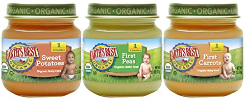 Book Cover Earth's Best Organic Stage 1 Baby Food, My First Veggies Variety Pack, 2.5 oz. Jar (12 Count)