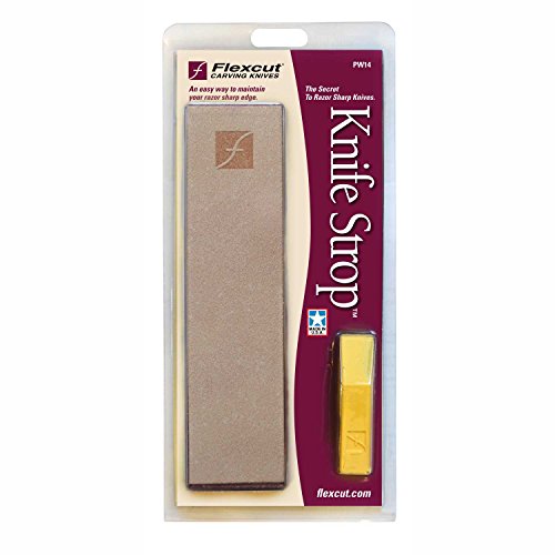 Book Cover Flexcut PW14 Knife Strop, with 1 Ounce Bar of Flexcut Gold Polishing Compound, 8 X 2 Inch Leather Surface