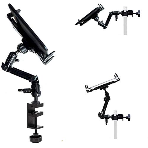 ChargerCity Heavy Duty 4-Way Multi Joint Adjust Aluminum Alloy Pole/Bar Music Mic Microphone Stand Clamp Mount for iPad Pro Air Mini Galaxy Surface Pro/Book 7-12" Tablets