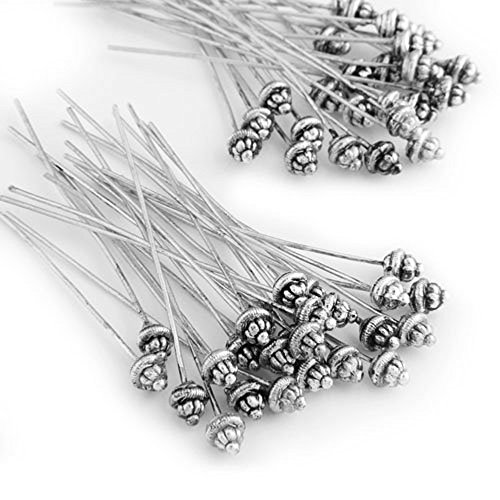Book Cover Ecloud ShopUS 50 Antique Tibetan Silver Tone 55mm Head Pins Needles FASHION