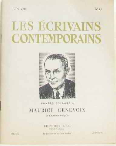 Les Ã©crivains contemporains juin 1957 nÂ°29 maurice genevoix bimestriel