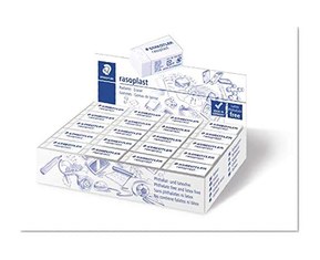 Staedtler Rasoplast 526B, Mini-gommes plastiques blanches, Sans phtalates ni latex, Boîte en carton avec 40 mini-gommes 33 x 16 x 13 mm, 526 B40 VE