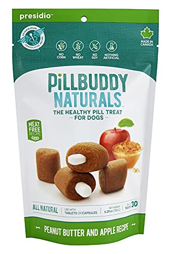 Book Cover Presidio Pill Buddy Naturals, Peanut Butter & Apple Recipe for Dogs, 1 Pack, 30-Count, Brown