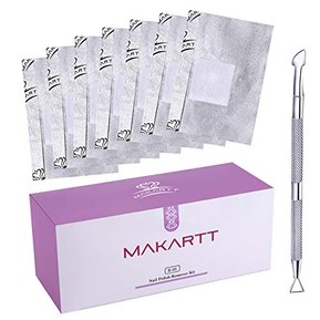 Makartt Nail Polish Remover Soak Off Gel Nail Polish Remover Foil Wraps 200pcs with Larger Cotton Pad 1 pcs Cuticle Pusher, R-01