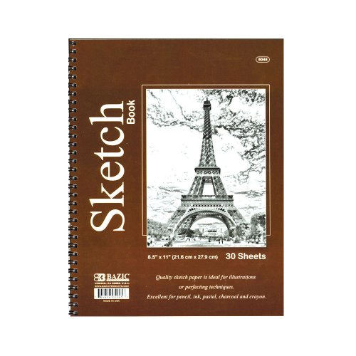 Book Cover Bazic Spiral Bound Premium Sketch Book, 8.5 x 11 Inches, 30 Sheets (1 Book), (5045)
