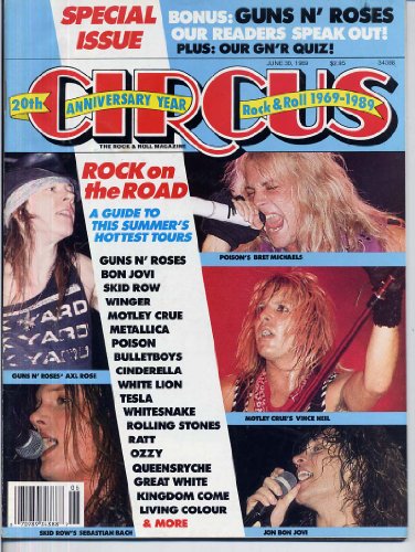 Circus Magazine SKID ROW Guns N' Roses CINDERELLA Poison SEBASTIAN BACH CENTERFOLD Tom Keifer AXL ROSE Bon Jovi METALLICA June 30, 1989 C (Circus Magazine)