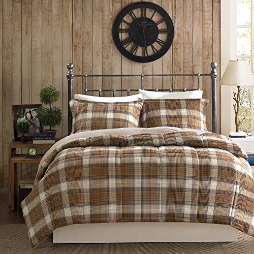 Woolrich Plaid Bed Comforter Set Ultra Soft Microfiber 3 Pieces Bedding Sets â€“ Bedroom Comforters, Full/Queen, Brown